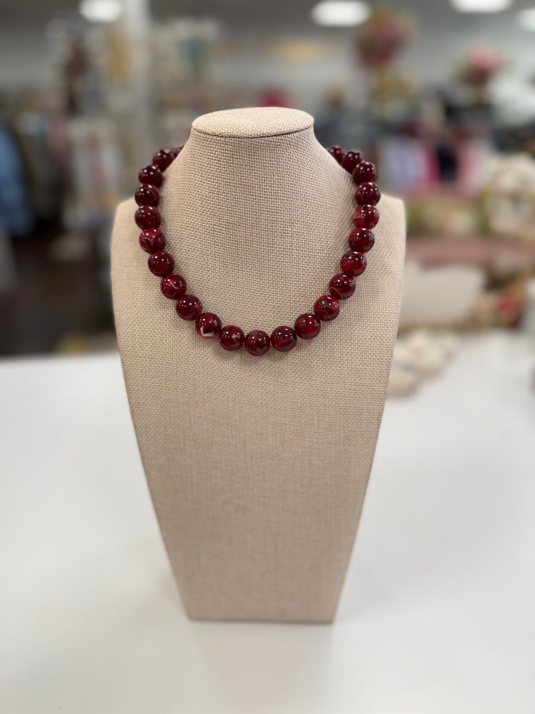 Crimson beaded necklace