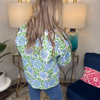Quilted Jacket-Blue Floral