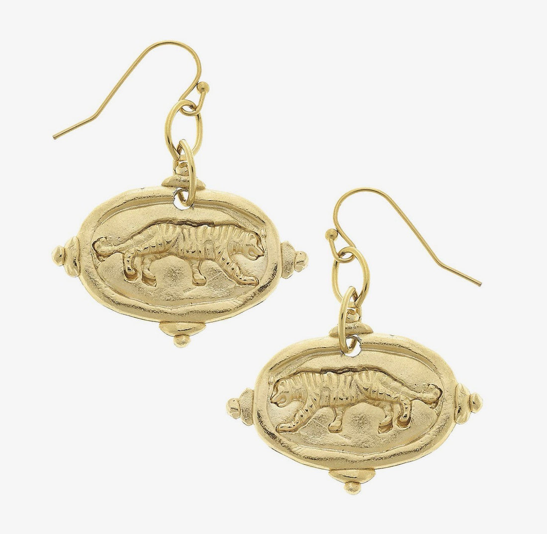 Susan Shaw | Gold Tiger Earrings