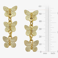 Susan Shaw Hannah triple gold butterfly drop earrings