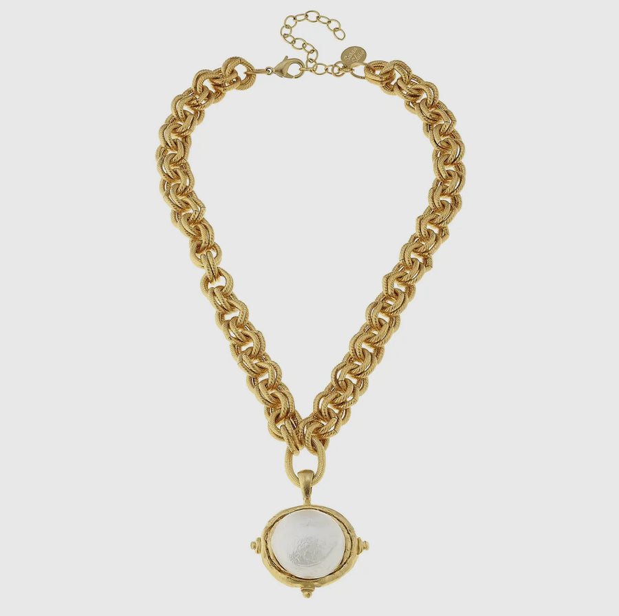 Susan Shaw | Gold Chain Necklace with Cotton Pearl