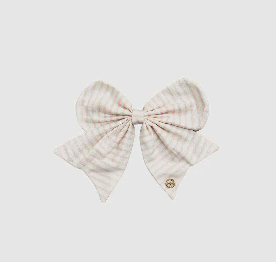 Mary Square Magnetic Fabric Bow-Pink Stripe