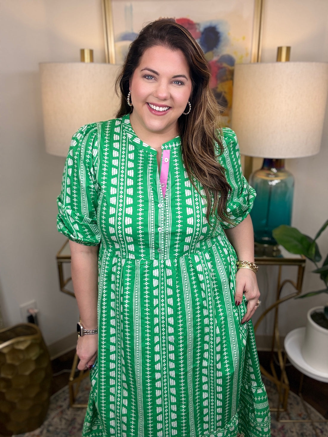 Mary Square Riley Dress-Green