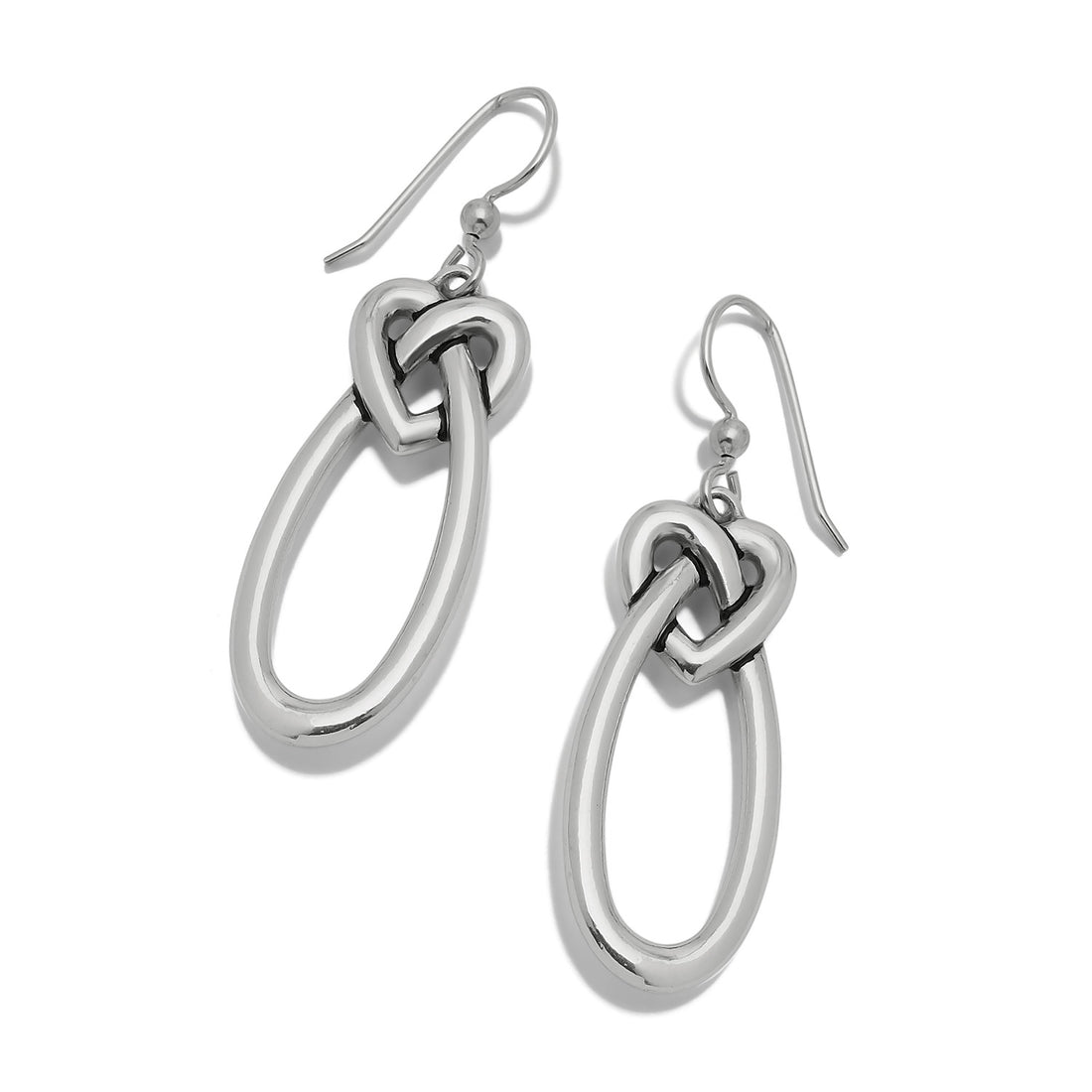 Brighton | Interlok Linked Hearts French Wire Earrings-Silver