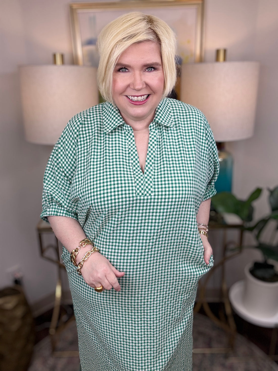 Clockwork Curvy Dress-Green - The Shoppes at Coldwater