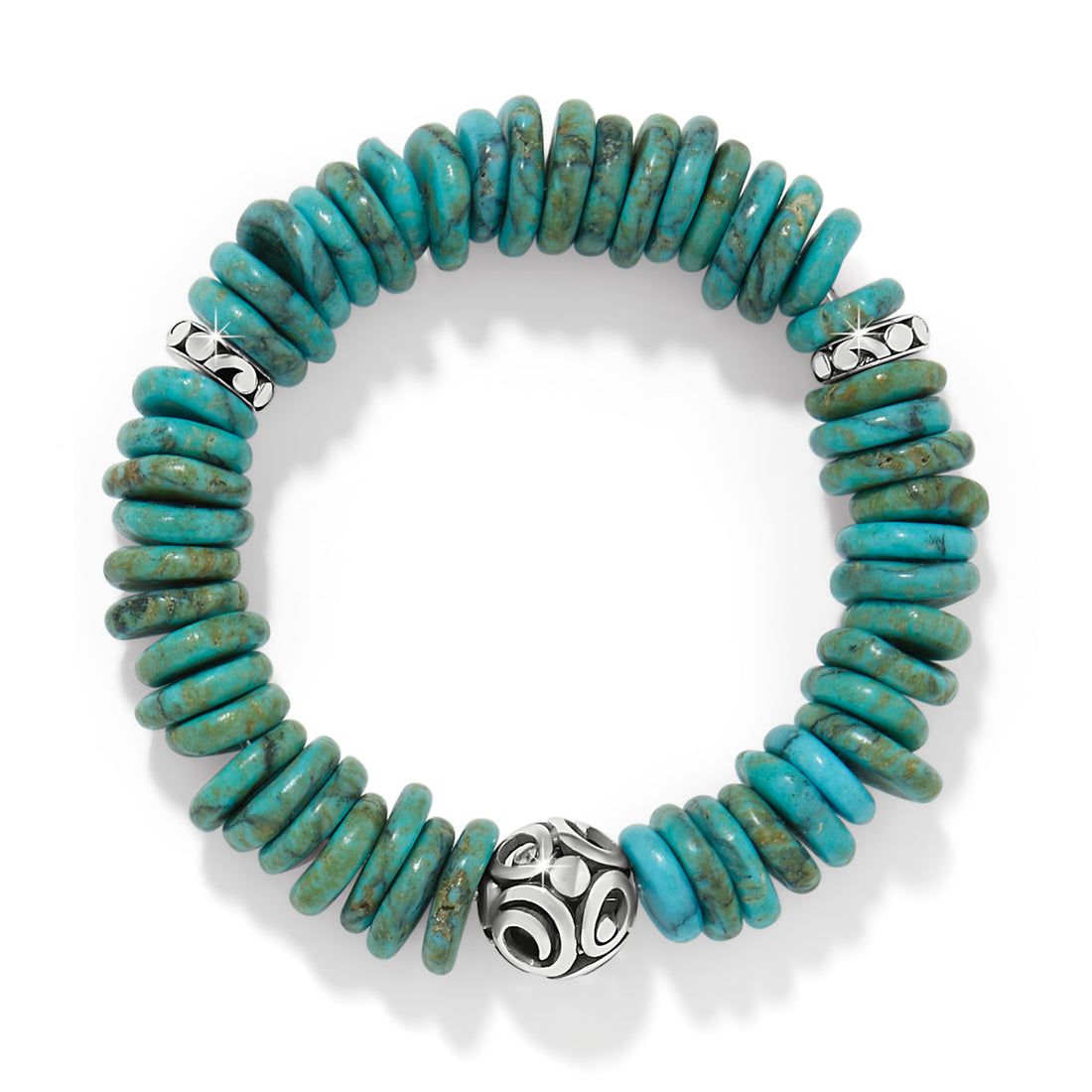 Turquoise beaded bracelet with silver bead