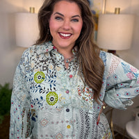 Jaded Gypsy | Patchwork Sunrise Top-Sky