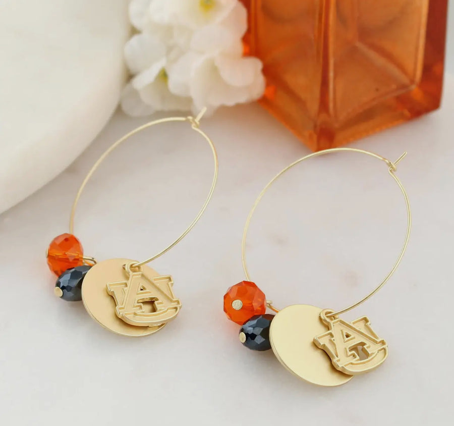 Collegiate Matte Gold Logo Hoop Earrings