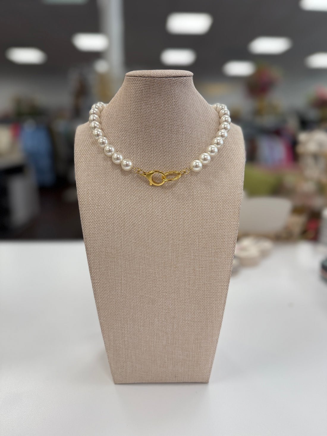 Taking A Turn Necklace-Pearl