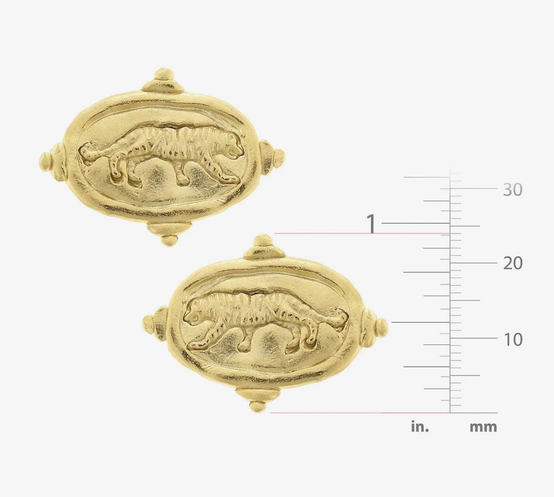 Susan Shaw | Gold Tiger Stud Earrings