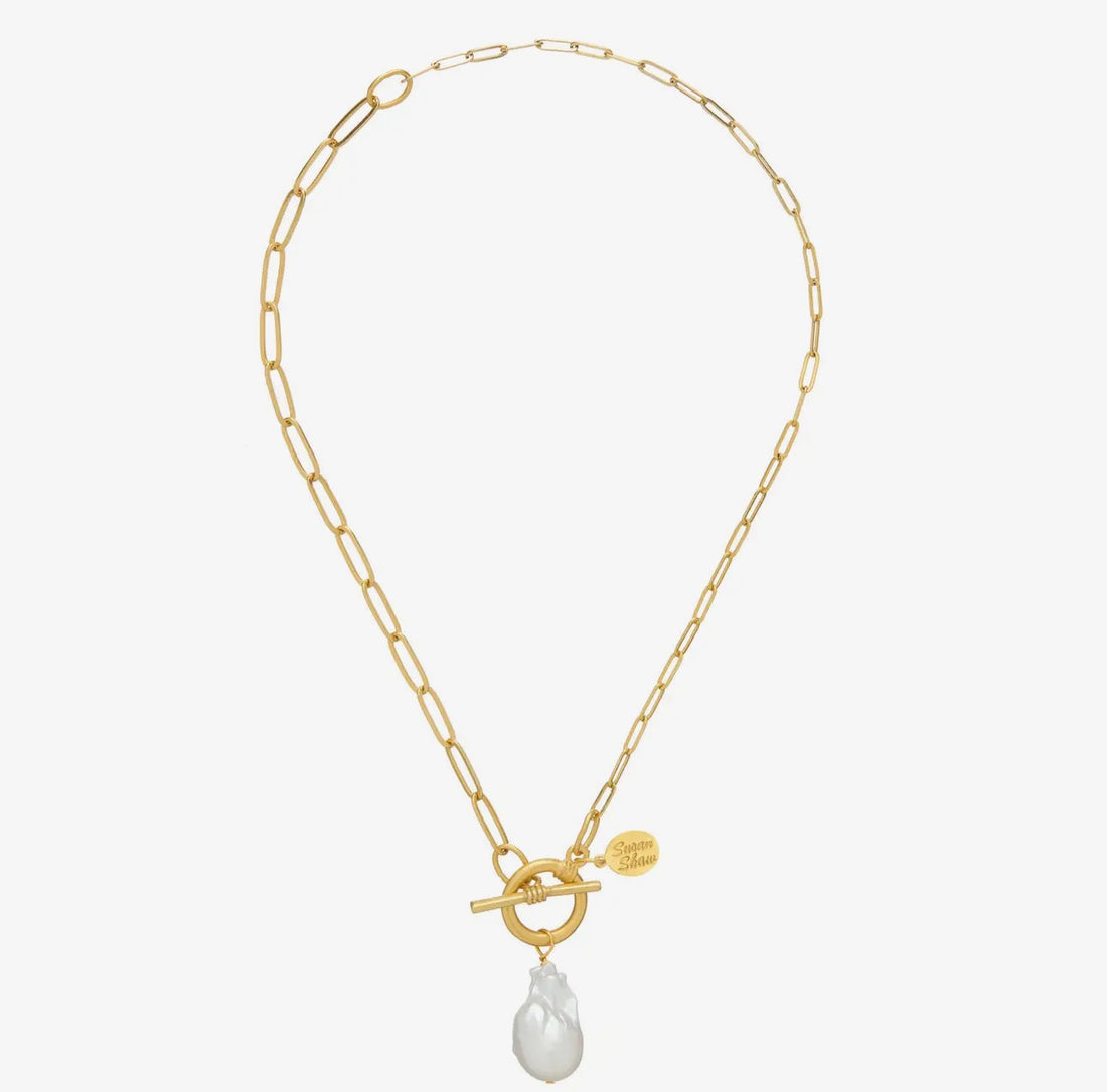 Susan Shaw | Paperclip Baroque Pearl Toggle Necklace