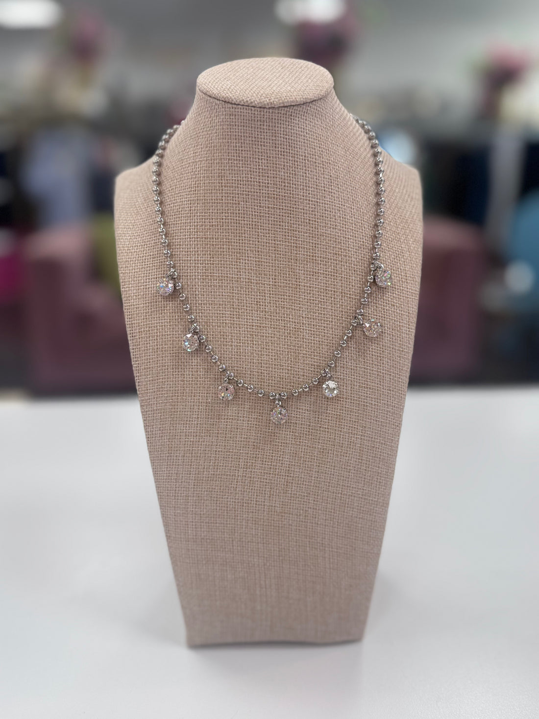 Viola Necklace-Silver/Clear