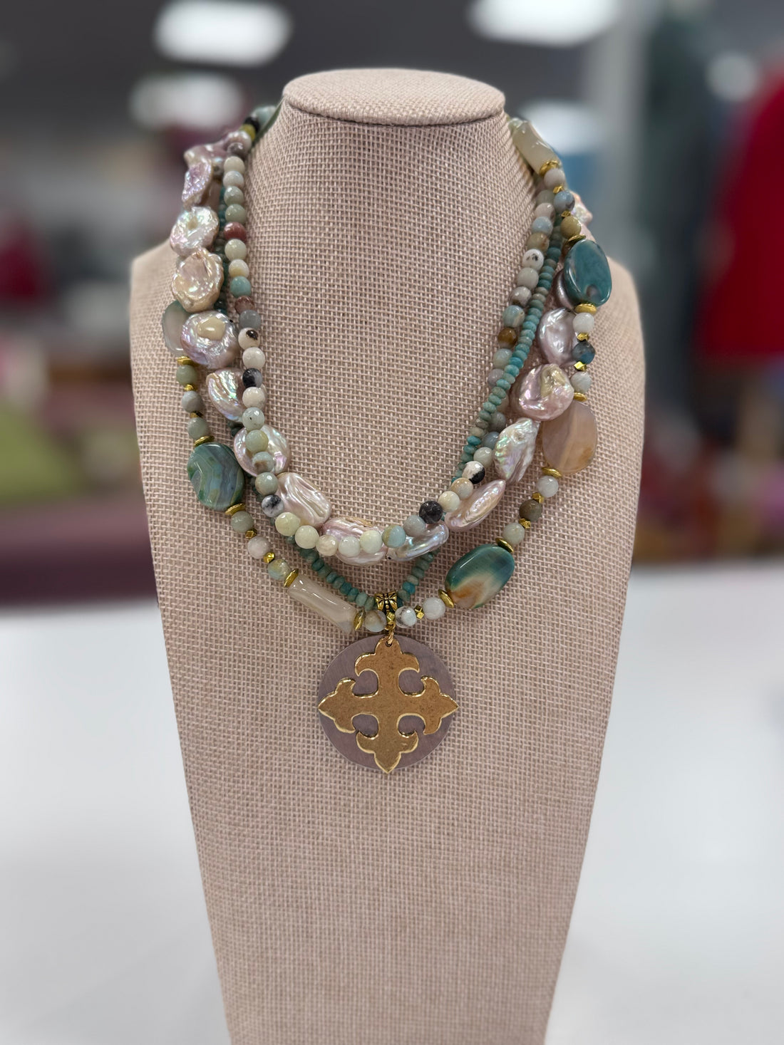 Julio Designs | Blue Heron Amazonite Statement Necklace