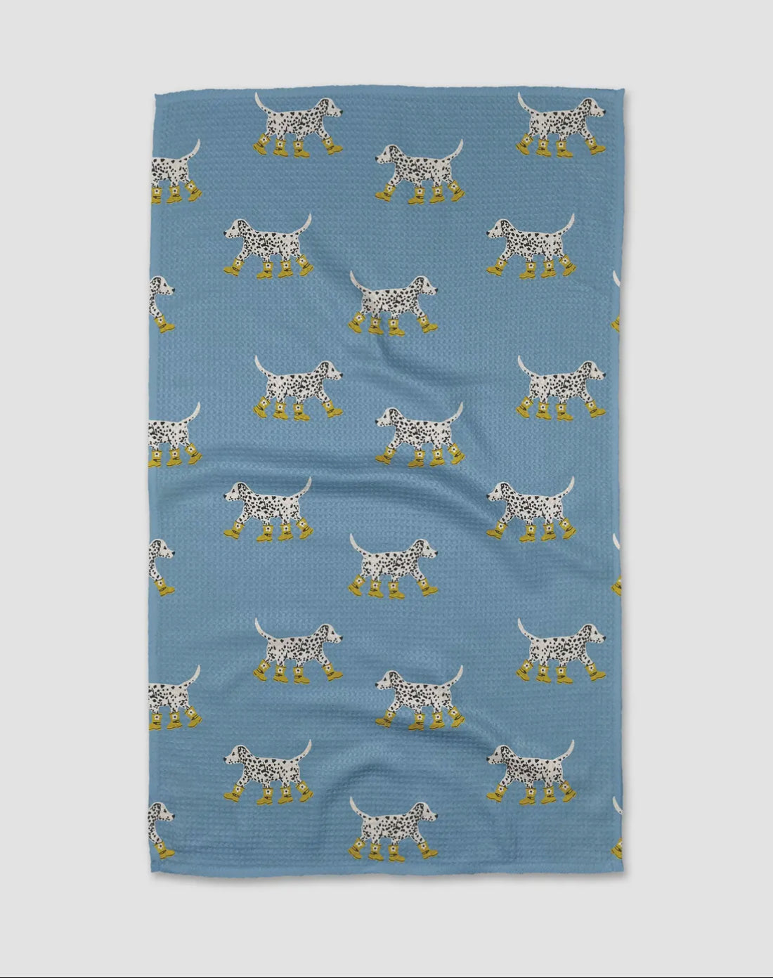 Geometry Dalmatian In Boots Blue Tea Towel