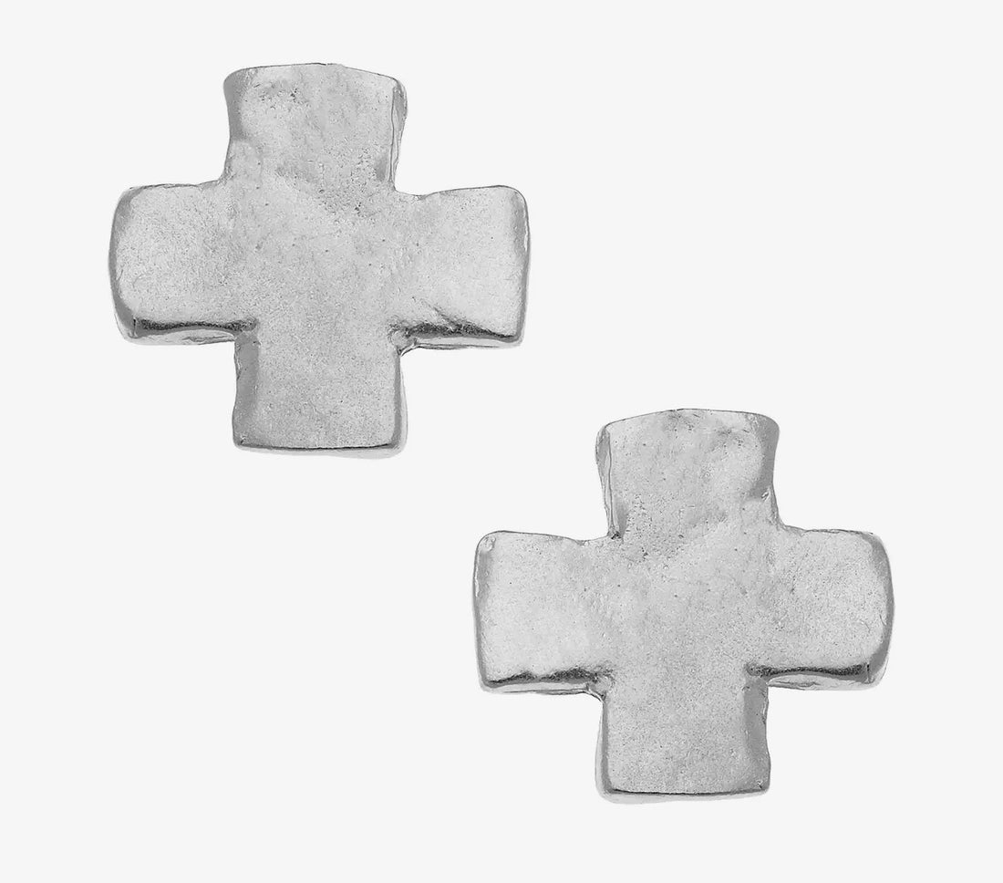 Susan Shaw | Large Silver Cross Studs