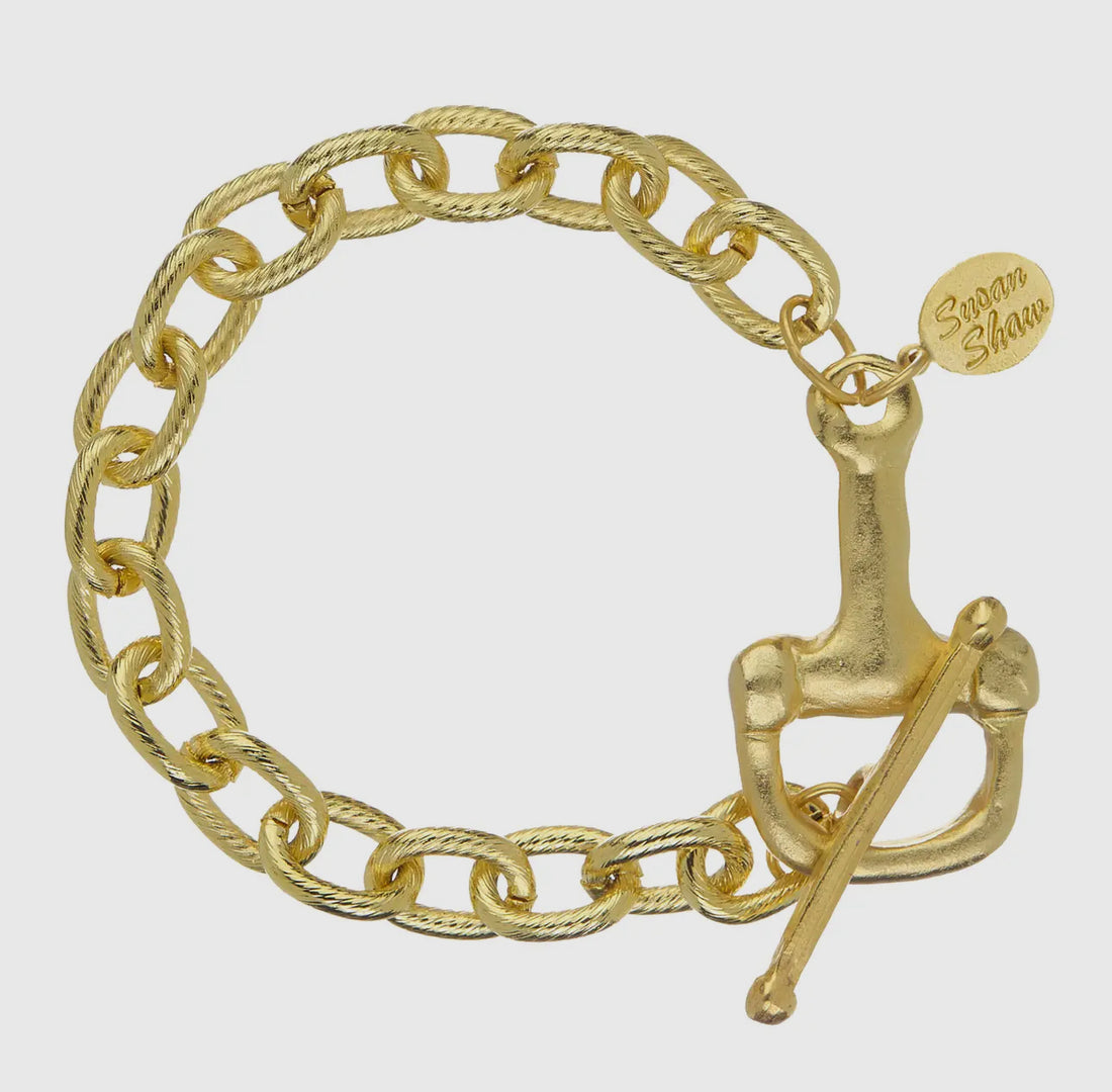 Susan Shaw Golden Horse Bit Toggle Charm Bracelet