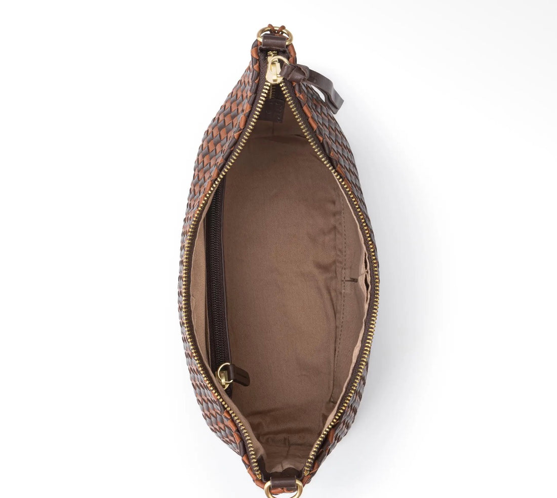 The Sak | Juniper Small Hobo Woven-Mahogany Cognac Woven