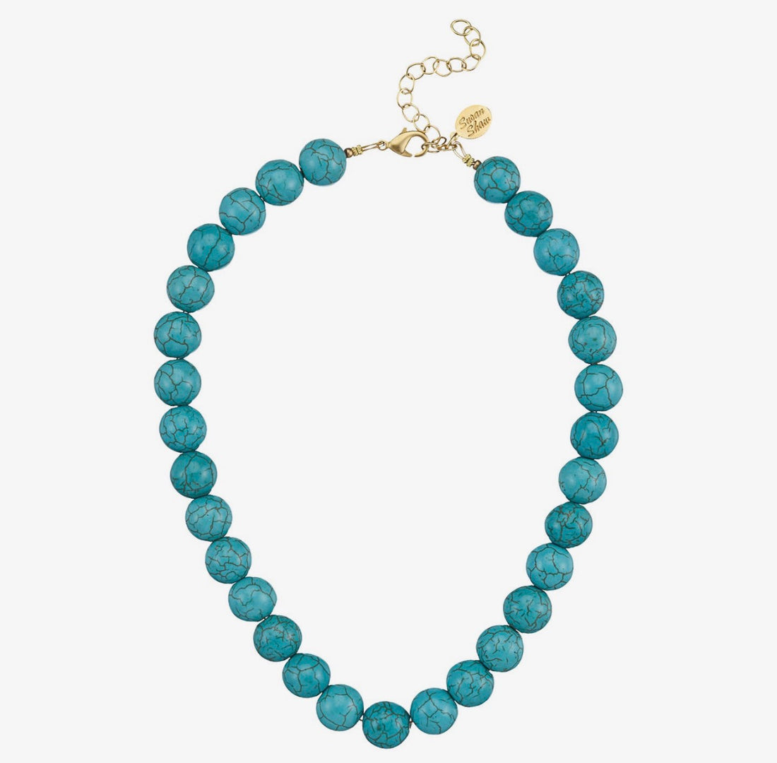 Susan Shaw- 14 MM Turquoise Necklace