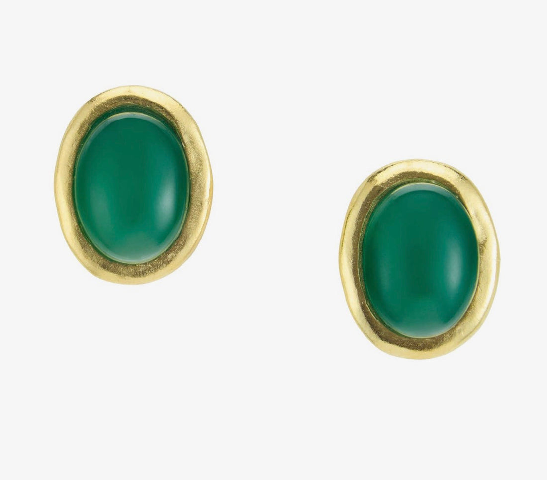 Caroline Studs by Susan Shaw with green stone detail