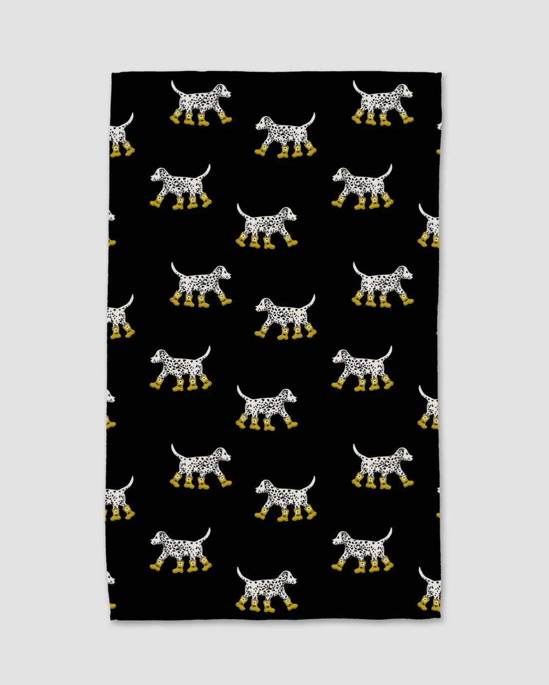Geometry Dalmatian In Boots Black Tea Towel