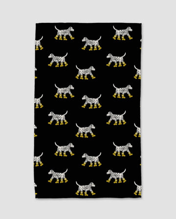 Geometry Dalmatian In Boots Black Tea Towel