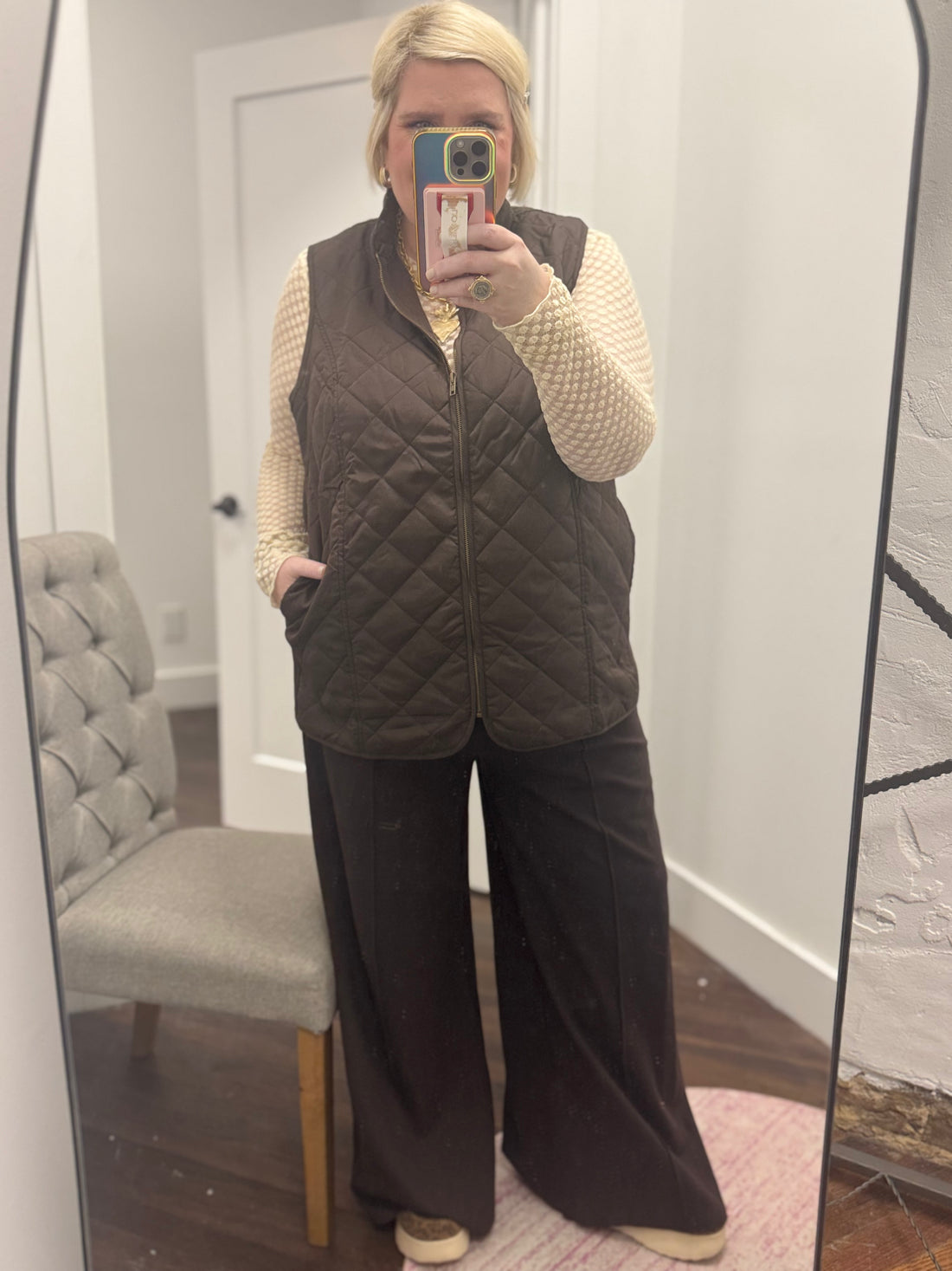 Pam Pintuck Wide Leg Ponte Pants-Espresso