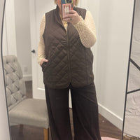 Pam Pintuck Wide Leg Ponte Pants-Espresso