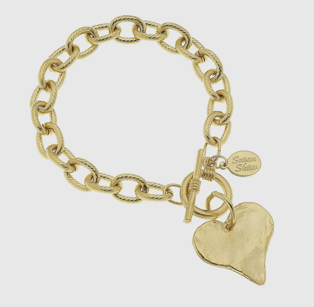 Susan Shaw | Gold Heart Toggle Bracelet
