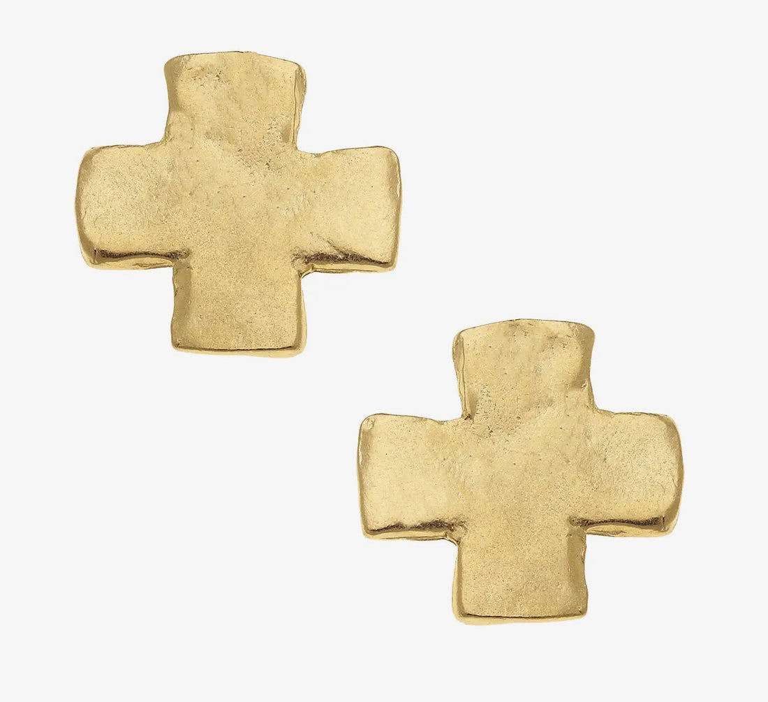 Susan Shaw | Large Gold Cross Studs