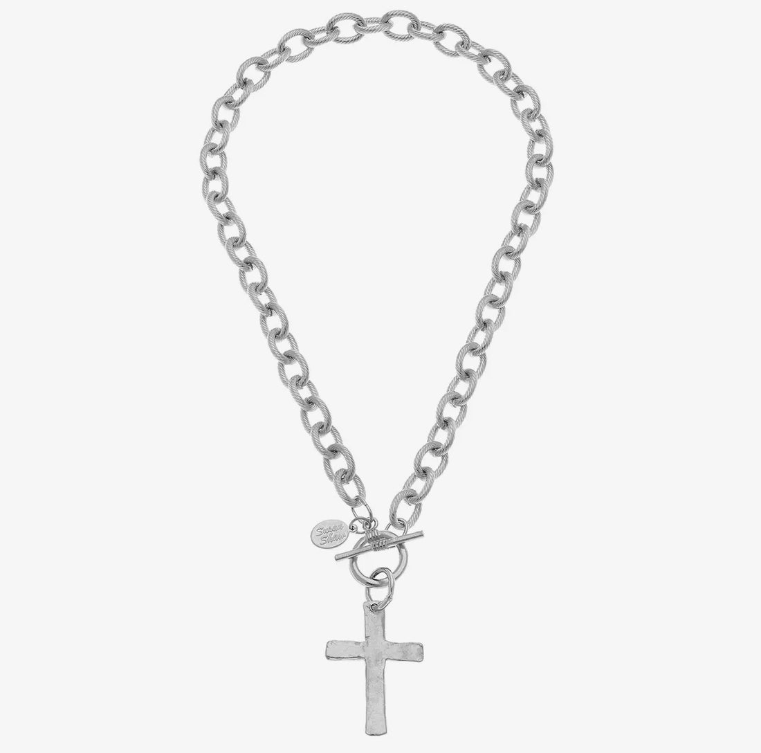 Susan Shaw | Classic Toggle Cross Necklace-Silver