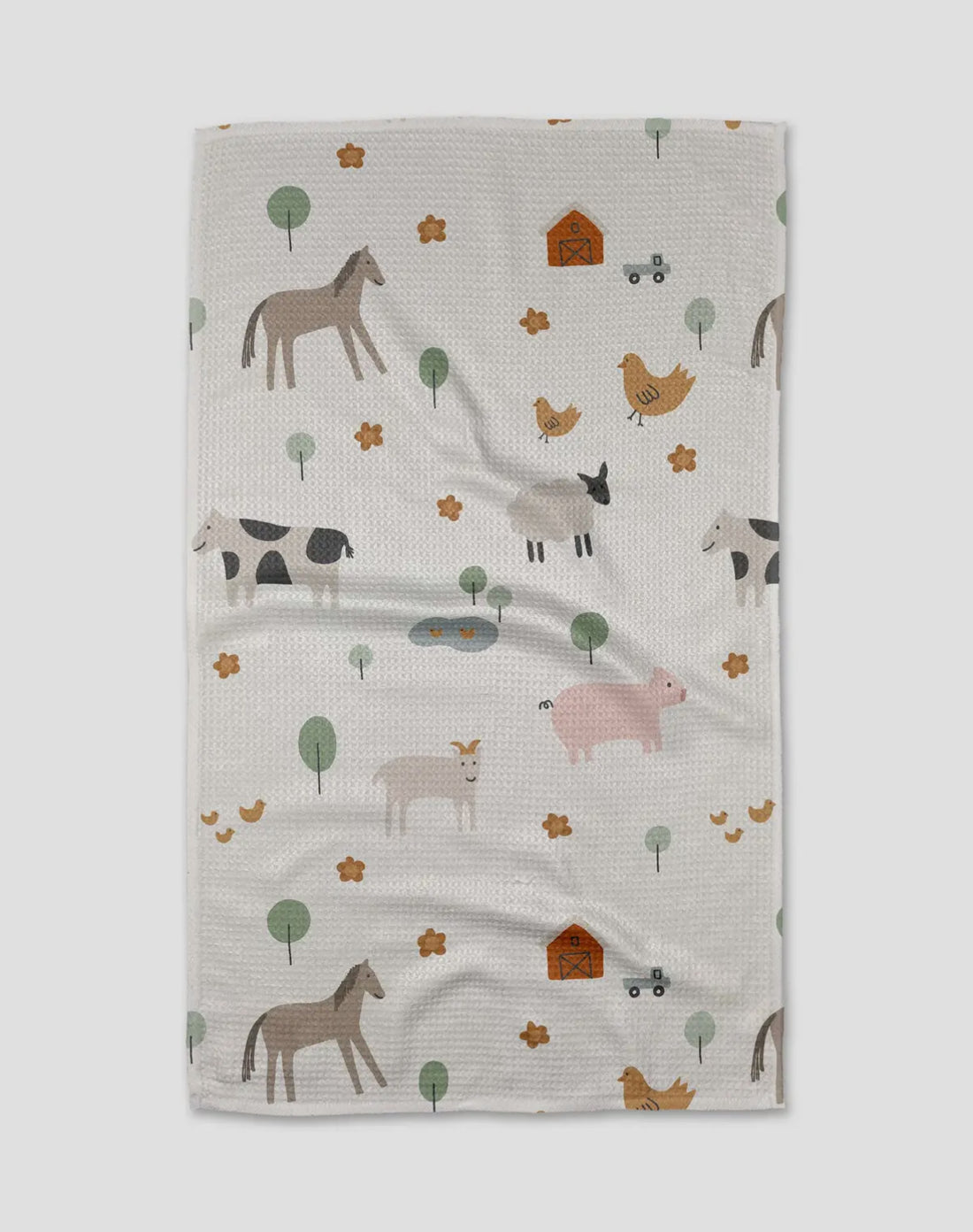 Geometry Light Farm Animals Tea Towel