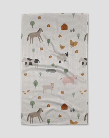 Geometry Light Farm Animals Tea Towel