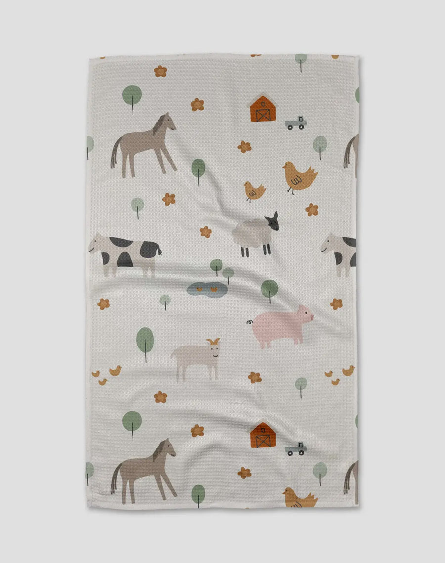 Geometry Light Farm Animals Tea Towel