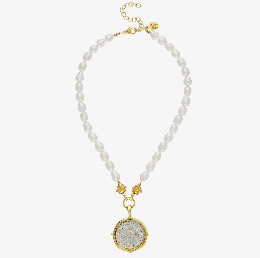 Susan Shaw | Bird Coin Pearl Necklace