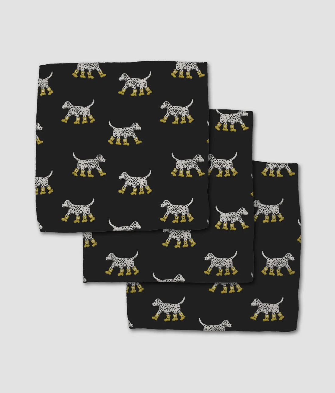 Geometry Dalmation in Boots Black Dishcloth Set