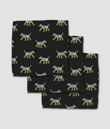 Geometry Dalmation in Boots Black Dishcloth Set