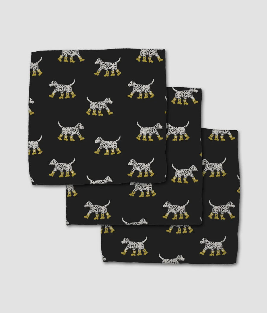 Geometry Dalmation in Boots Black Dishcloth Set