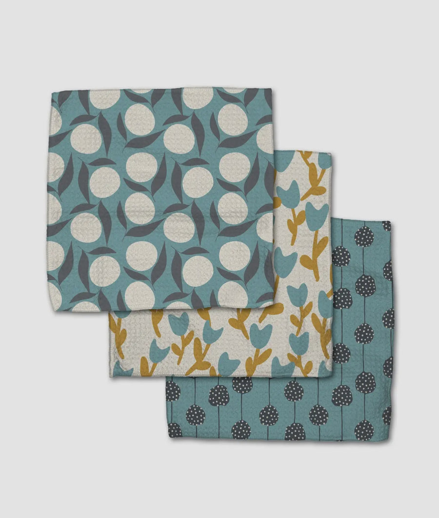 Geometry Polka Dot Blooms Dishcloth Set