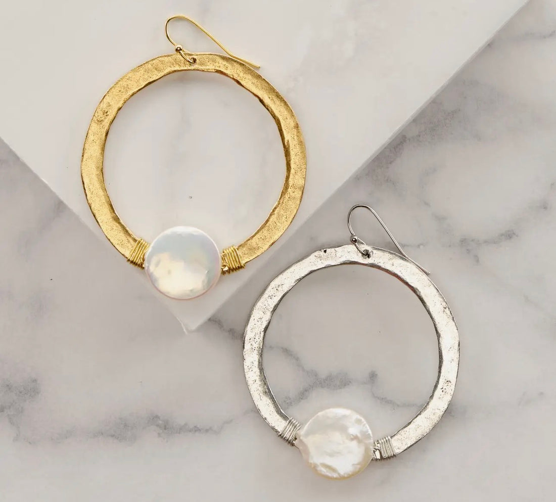 Julio Designs | Circle Back Earrings-Pearl