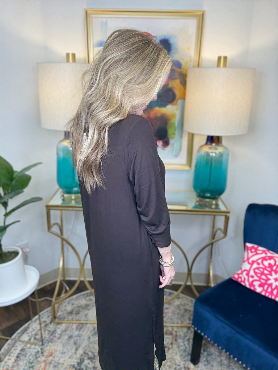 Sally Liquid Jersey Dress-Espresso