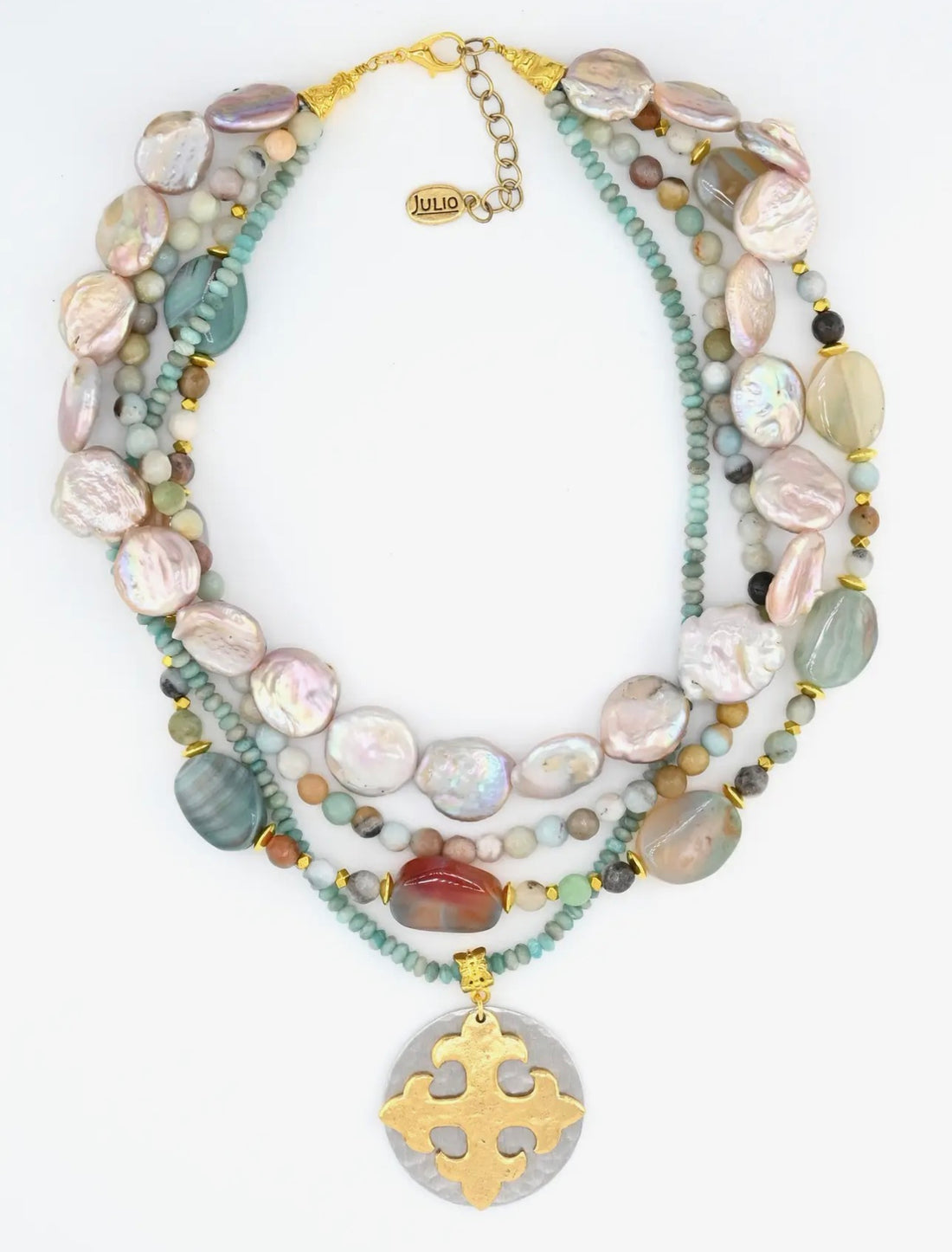 Julio Designs | Blue Heron Amazonite Statement Necklace