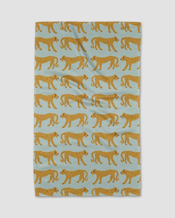Geometry Walking Cheetah Tea Towel