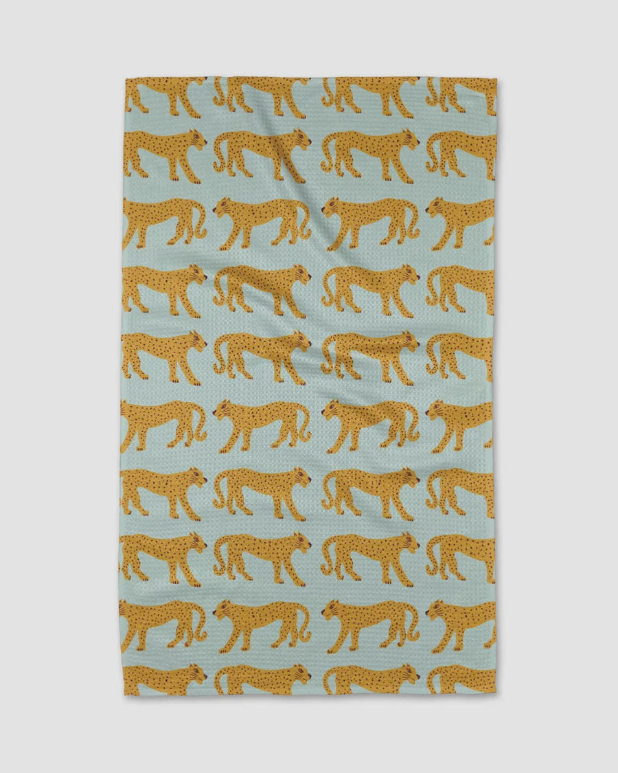 Geometry Walking Cheetah Tea Towel