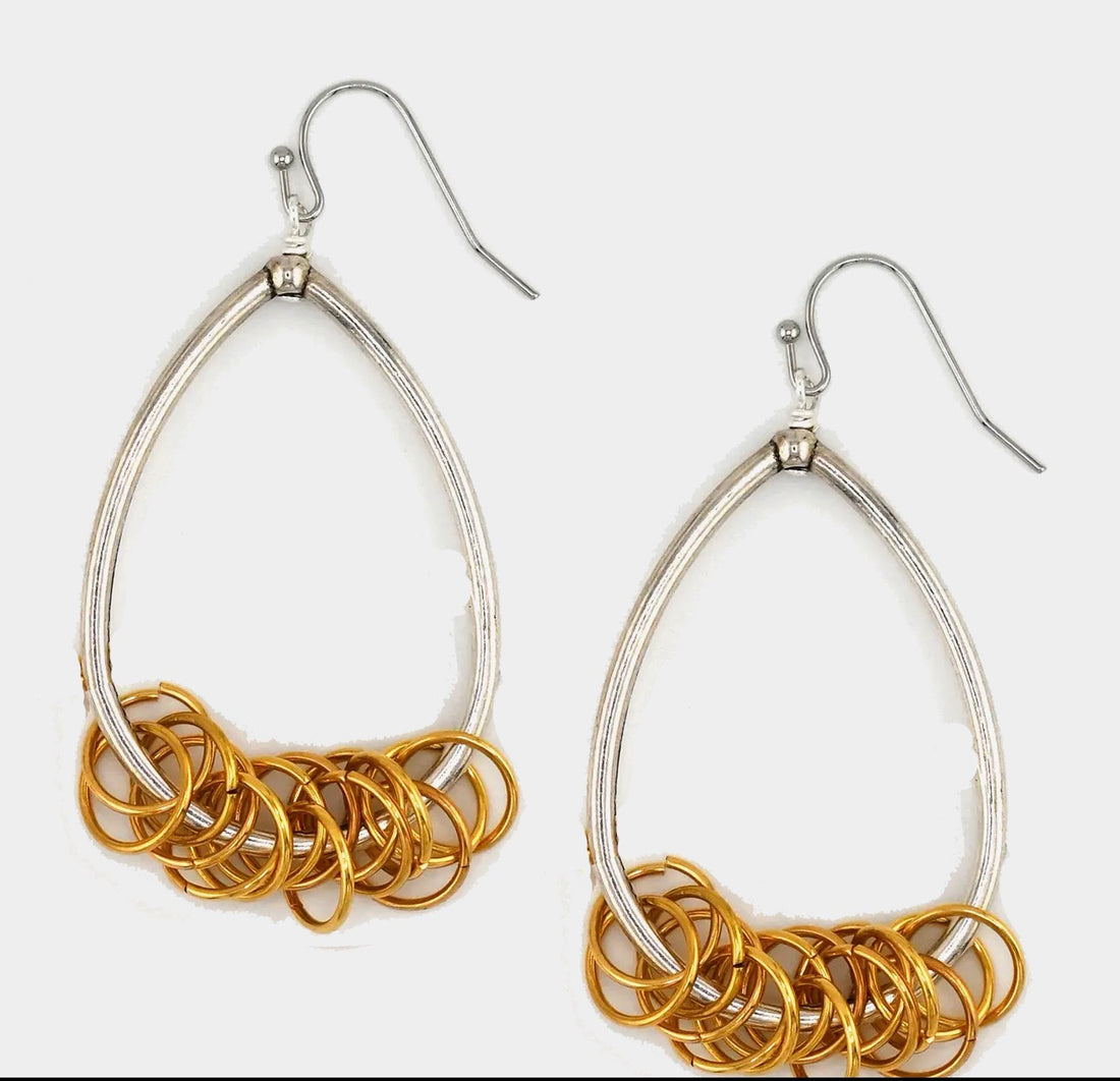 Julio Designs | Tearsdrop with Links Earrings-Silver