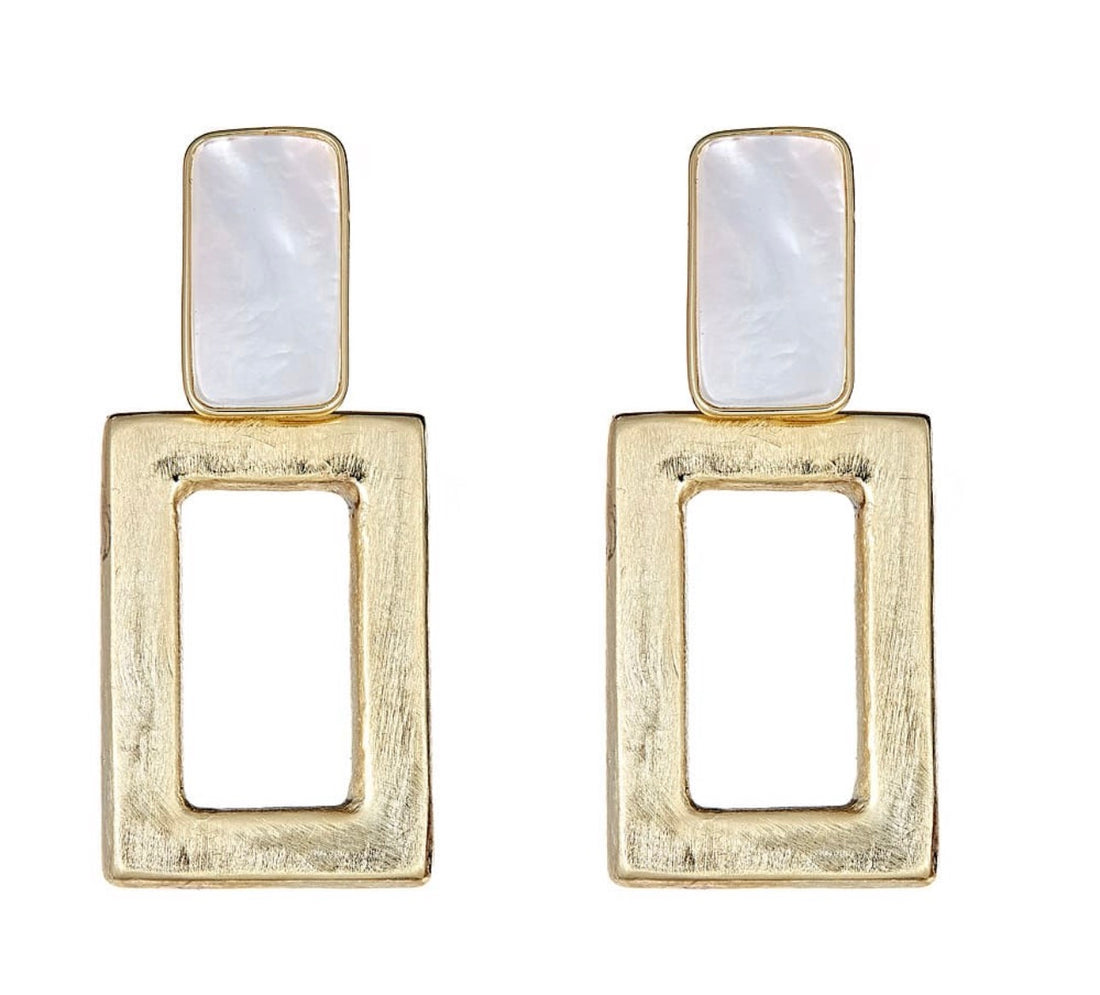 Cristina Sabatini | Square Knocker Earrings-Mother of Pearl