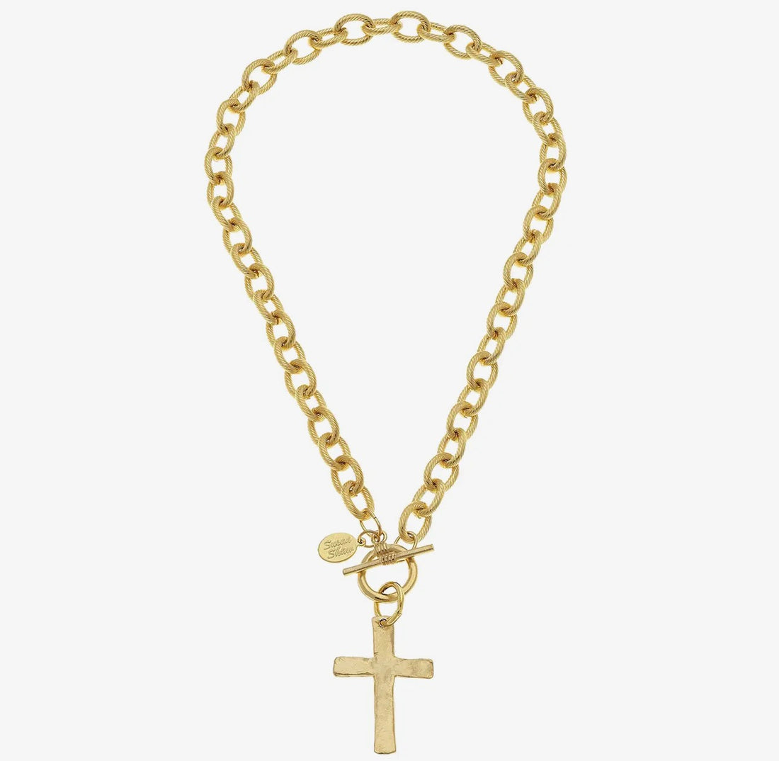 Susan Shaw | Classic Toggle Cross Necklace-Gold