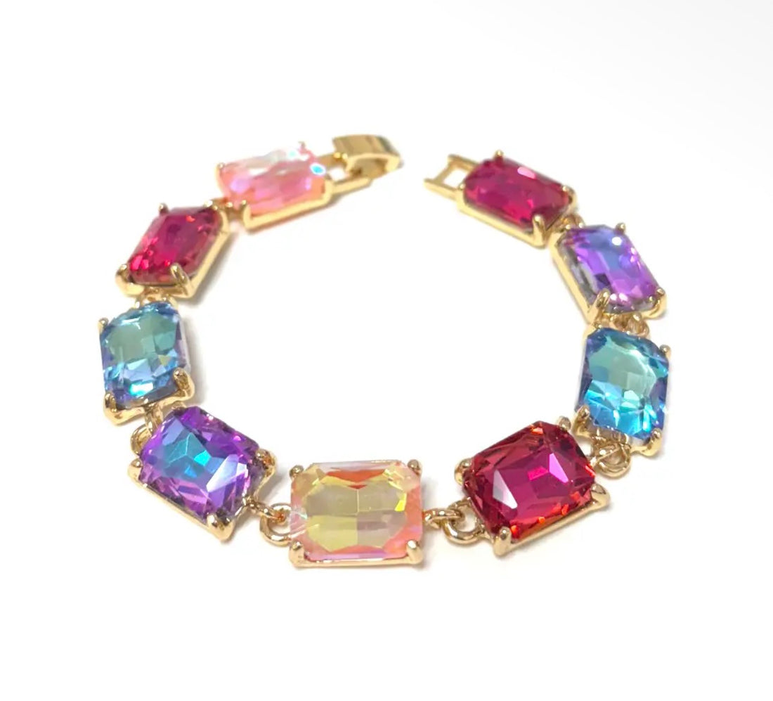 Emerald Cut Linked Bracelet-9 Colors!