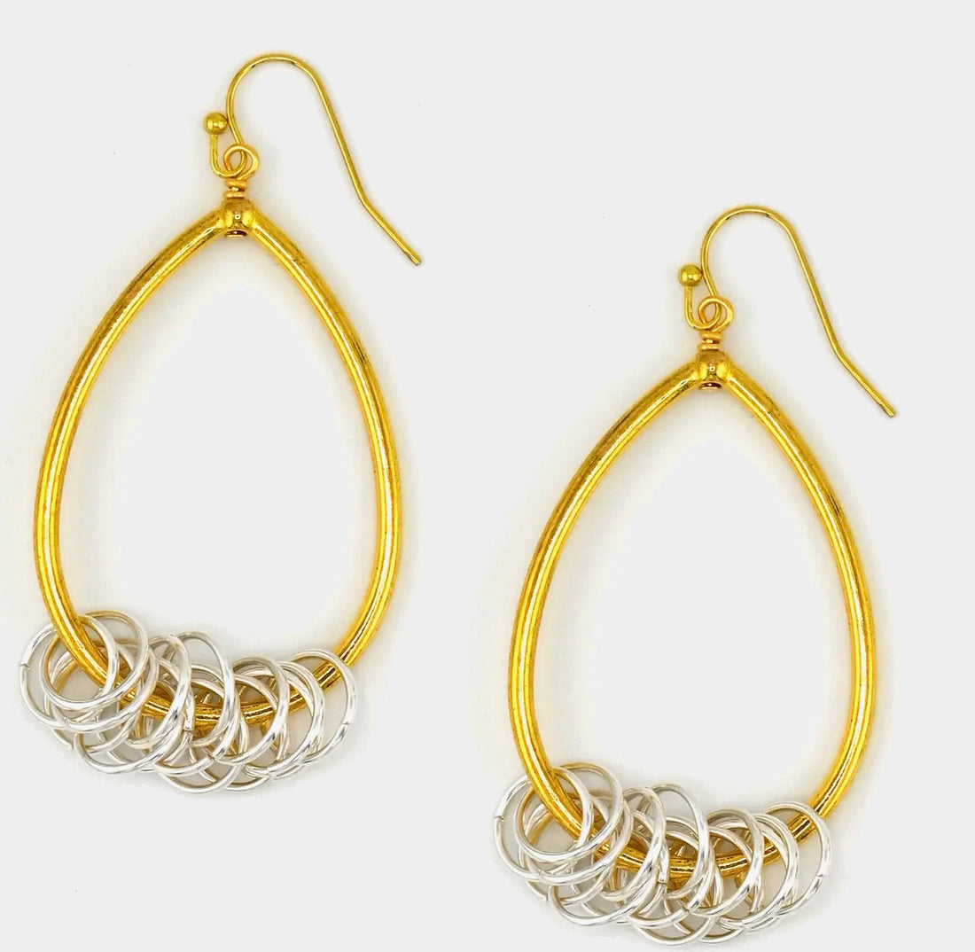 Julio Designs | Tearsdrop with Links Earrings-Gold