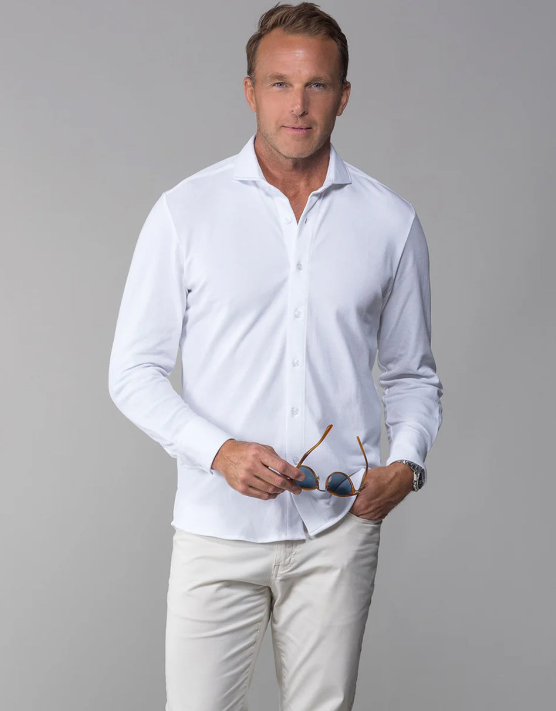 Montana Button Down Cotton Piqué Long Sleeve