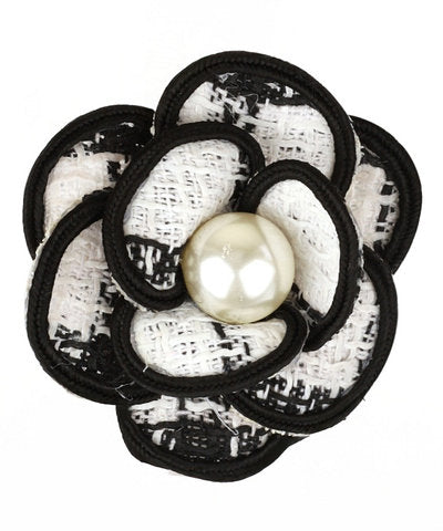 Fabric Flower with Pearl Brooch Pin